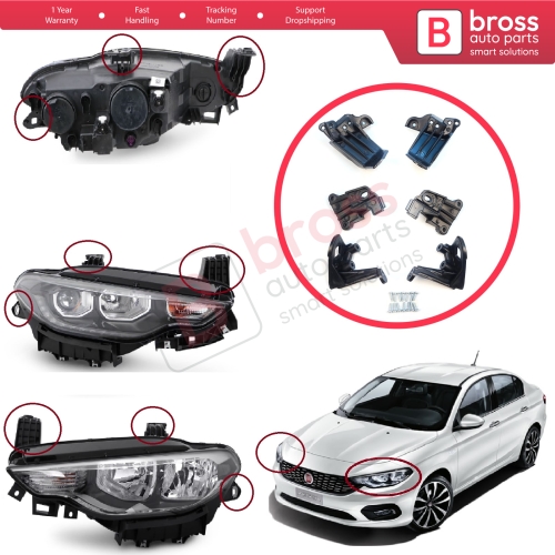 Headlight Holder Mount Repair Bracket Tab Set Left Right Side for Fiat Tipo 356 357 Egea 2015-On 50927927 50927929