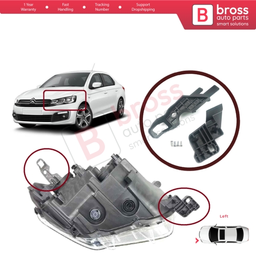 Headlight Holder Mount Repair Bracket Tab Set Left Side for Citroen C-Elysee 2012-2017 9675140080