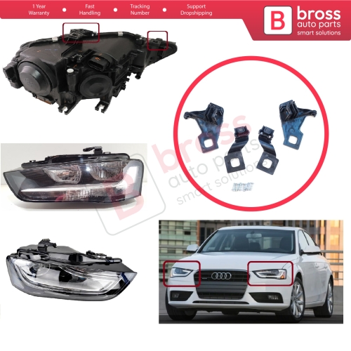 Headlight Holder Mount Repair Bracket Tab Set Left Right Side for Audi A4 RS4 8K2 B8.5 A5 S5 RS5 B8.5 8T0998121B 8T0998122B