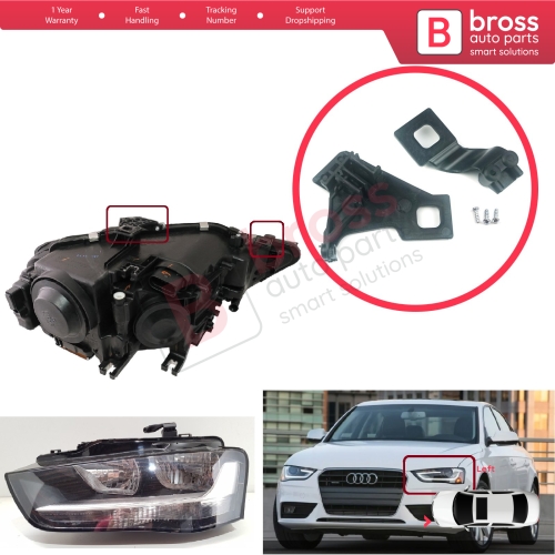 Headlight Holder Mount Repair Bracket Tab Set Left Side for Audi A4 RS4 8K2 B8.5 A5 S5 RS5 B8.5 8T0998121B