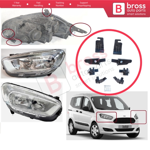 Headlight Holder Mount Repair Bracket Tab Set Left Right Side for Ford Transit Tourneo Courier MK1 2013-2022 ET7613W030 ET7613W029