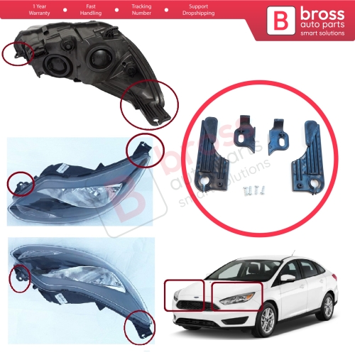 Headlight Holder Mount Repair Bracket Tab Set Left Right Side for Ford Focus C346 MK3 2010-2020 BM5113W030 BM5113W029