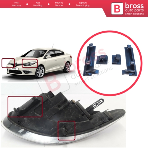 Headlight Holder Mount Repair Bracket Tab Set Left Right Side for Renault Fluence L3 L30 Z.E. 2009-2020 260607771R 260101331R