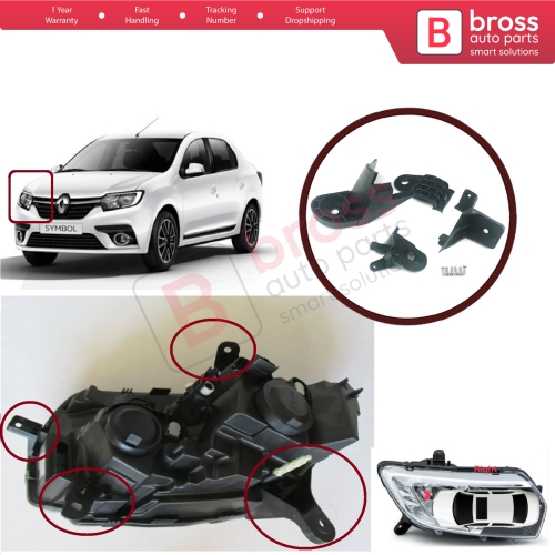 Headlight Holder Mount Repair Bracket Tab Set Right Side for Renault Symbol MK3 Facelift 2017-On 260102037R