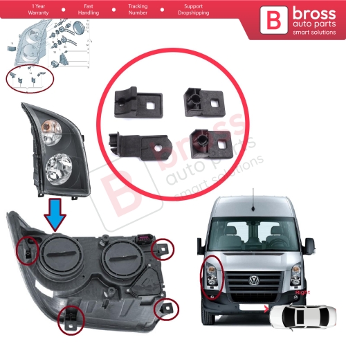 Right Side Headlight Holder Mount Repair Bracket Tab Set for VW Crafter MK1 2E 2F 2006-2017 2E0998226