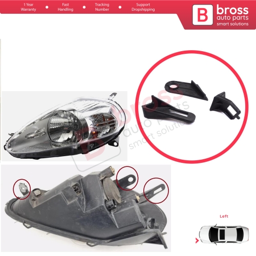 Left Side Headlight Holder Mount Repair Bracket Tab Set for Fiat Abarth Grande Punto MK3 199 2005-2013 89101372SX