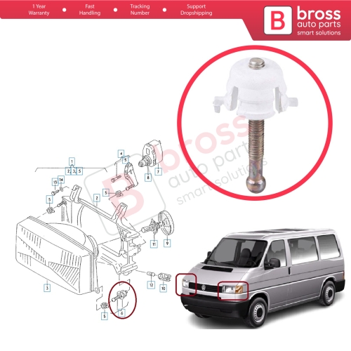 Front Headlight Adjusting Screw for VW Transporter T4 Caravelle 7D 70 Bus Van Box Platform 1990-2004 701941141A 