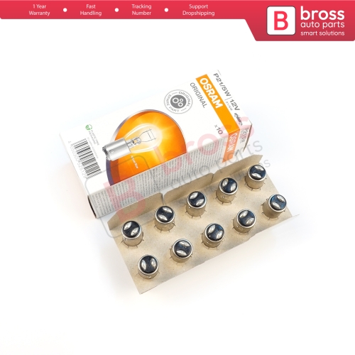 10-Piece Pack OSRAM 7528 21/5 W 12 V BAY15d ORIGINAL Series Bulbs with Metal Base