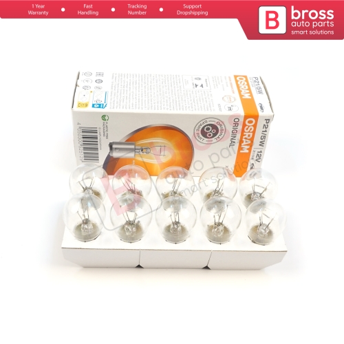 10-Piece Pack OSRAM 7528 21/5 W 12 V BAY15d ORIGINAL Series Bulbs with Metal Base