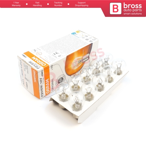 10-Piece Pack OSRAM 7528 21/5 W 12 V BAY15d ORIGINAL Series Bulbs with Metal Base