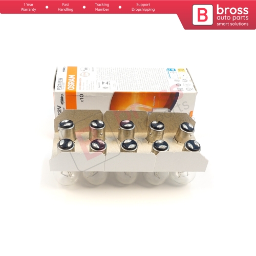 10-Piece Pack OSRAM 7528 21/5 W 12 V BAY15d ORIGINAL Series Bulbs with Metal Base