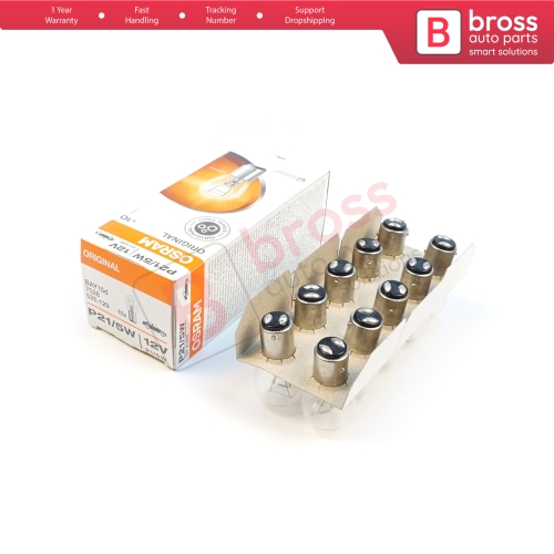 10-Piece Pack OSRAM 7528 21/5 W 12 V BAY15d ORIGINAL Series Bulbs with Metal Base