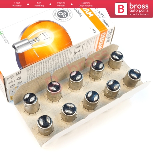 10-Piece Pack OSRAM 7528 21/5 W 12 V BAY15d ORIGINAL Series Bulbs with Metal Base
