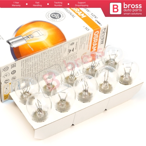 10-Piece Pack OSRAM 7528 21/5 W 12 V BAY15d ORIGINAL Series Bulbs with Metal Base