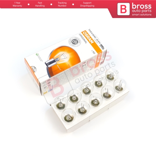 10-Piece Pack OSRAM 7537 21/5 W 24 V BAY15d ORIGINAL Series Bulbs with Metal Base