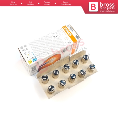 10-Piece Pack OSRAM 7537 21/5 W 24 V BAY15d ORIGINAL Series Bulbs with Metal Base