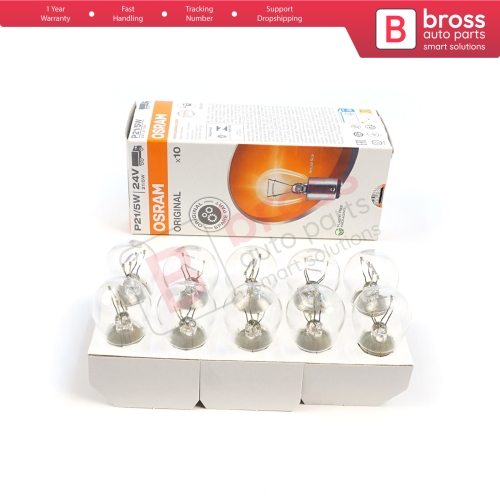 10-Piece Pack OSRAM 7537 21/5 W 24 V BAY15d ORIGINAL Series Bulbs with Metal Base
