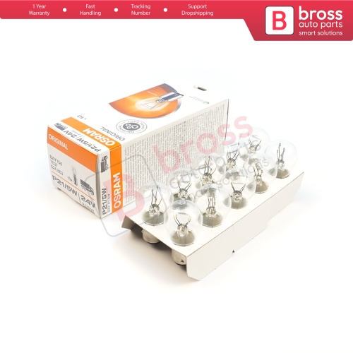 10-Piece Pack OSRAM 7537 21/5 W 24 V BAY15d ORIGINAL Series Bulbs with Metal Base