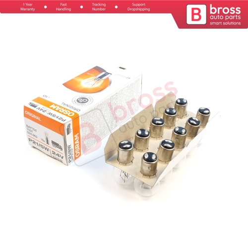 10-Piece Pack OSRAM 7537 21/5 W 24 V BAY15d ORIGINAL Series Bulbs with Metal Base