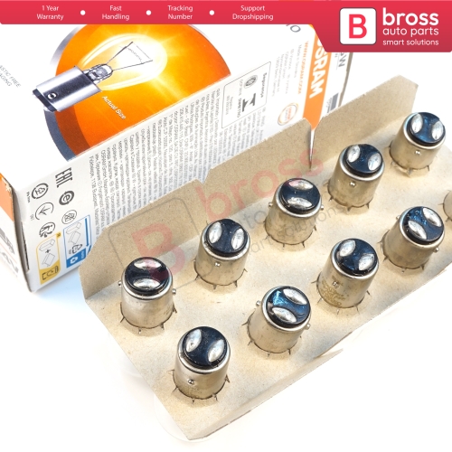 10-Piece Pack OSRAM 7537 21/5 W 24 V BAY15d ORIGINAL Series Bulbs with Metal Base