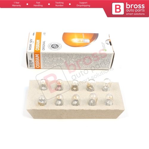 10-Piece Pack OSRAM 2825 W5W 12V ORIGINAL Series Clear Bulbs