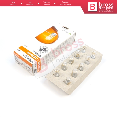 10-Piece Pack OSRAM 2825 W5W 12V ORIGINAL Series Clear Bulbs