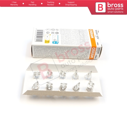 10-Piece Pack OSRAM 2825 W5W 12V ORIGINAL Series Clear Bulbs