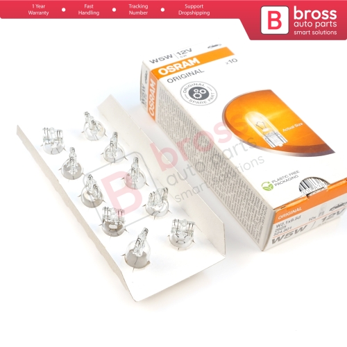 10-Piece Pack OSRAM 2825 W5W 12V ORIGINAL Series Clear Bulbs
