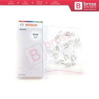 10-Piece Pack BOSCH 1987302819 Basic Eco Series W5W 12V 5W 501 Clear Bulbs