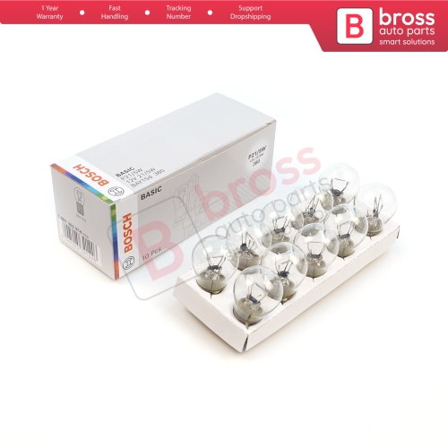 10-Piece Pack BOSCH 1 987 302 814 P21/5 W 12 V BAY15d 380 Basic Series Bulbs with Metal Base