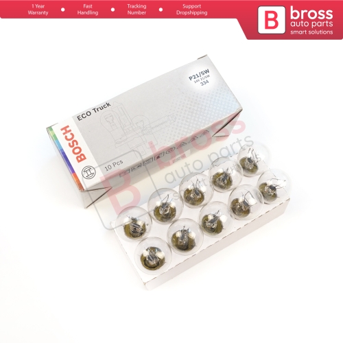 10-Piece Pack BOSCH 1 987 302 867 21/5 W 24 V BAY15d 334 Eco Truck Series Bulbs with Metal Base