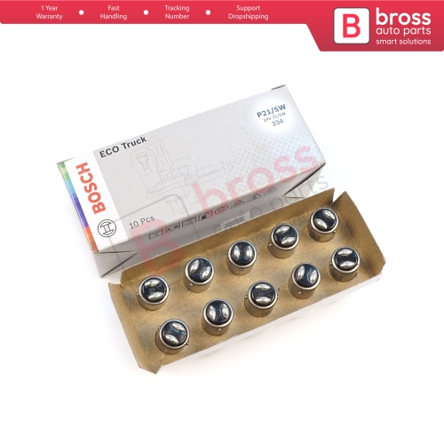 10-Piece Pack BOSCH 1 987 302 867 21/5 W 24 V BAY15d 334 Eco Truck Series Bulbs with Metal Base