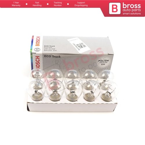 10-Piece Pack BOSCH 1 987 302 867 21/5 W 24 V BAY15d 334 Eco Truck Series Bulbs with Metal Base