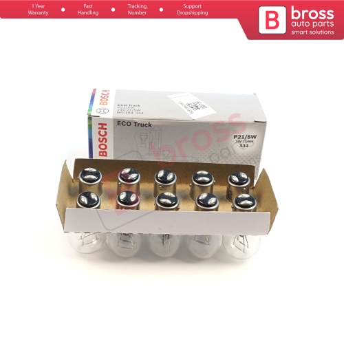 10-Piece Pack BOSCH 1 987 302 867 21/5 W 24 V BAY15d 334 Eco Truck Series Bulbs with Metal Base