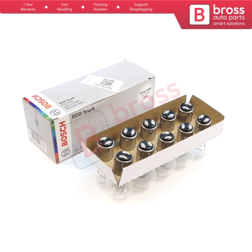 10-Piece Pack BOSCH 1 987 302 867 21/5 W 24 V BAY15d 334 Eco Truck Series Bulbs with Metal Base