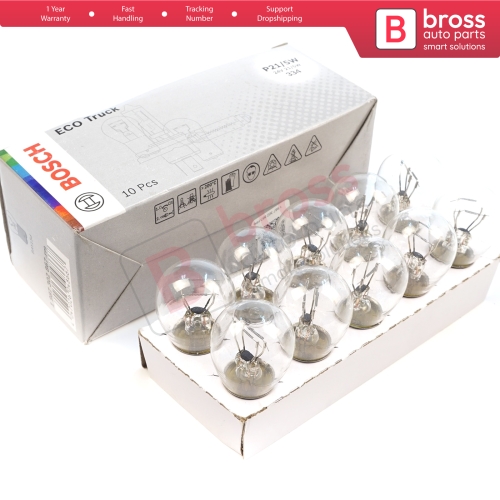 10-Piece Pack BOSCH 1 987 302 867 21/5 W 24 V BAY15d 334 Eco Truck Series Bulbs with Metal Base