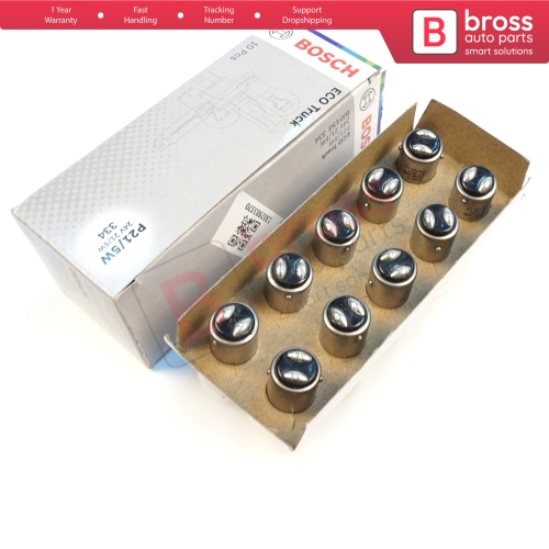 10-Piece Pack BOSCH 1 987 302 867 21/5 W 24 V BAY15d 334 Eco Truck Series Bulbs with Metal Base