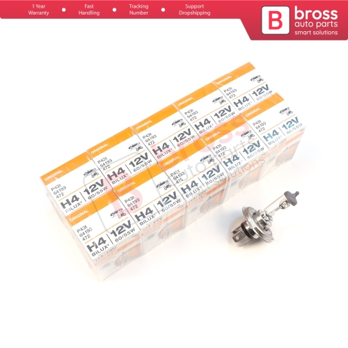 10 Pieces OSRAM ORIGINAL 64193 12V 60/55W H4 P43t Halogen Bulb for Headlight Low-Beam High-Beam Fog Lamp