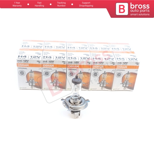 10 Pieces OSRAM ORIGINAL 64193 12V 60/55W H4 P43t Halogen Bulb for Headlight Low-Beam High-Beam Fog Lamp