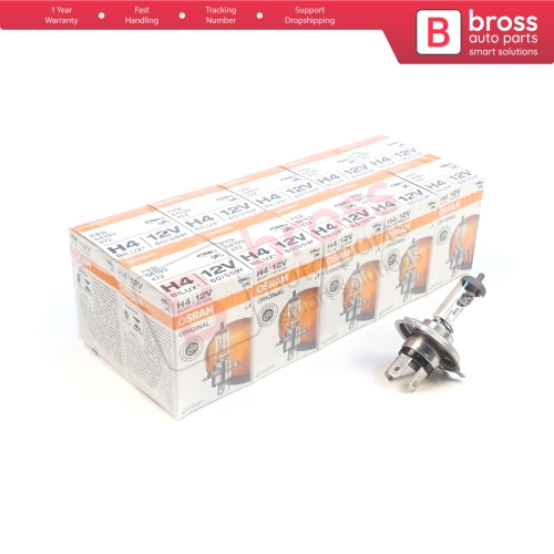 10 Pieces OSRAM ORIGINAL 64193 12V 60/55W H4 P43t Halogen Bulb for Headlight Low-Beam High-Beam Fog Lamp