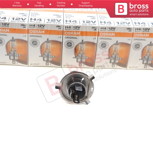 10 Pieces OSRAM ORIGINAL 64193 12V 60/55W H4 P43t Halogen Bulb for Headlight Low-Beam High-Beam Fog Lamp
