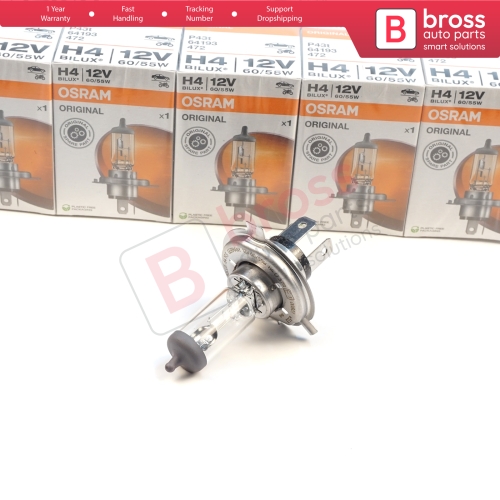 10 Pieces OSRAM ORIGINAL 64193 12V 60/55W H4 P43t Halogen Bulb for Headlight Low-Beam High-Beam Fog Lamp
