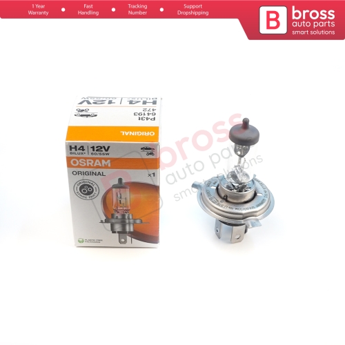1 Piece OSRAM ORIGINAL 64193 12V 60/55W H4 P43t Halogen Bulb for Headlight Low-Beam High-Beam Fog Lamp