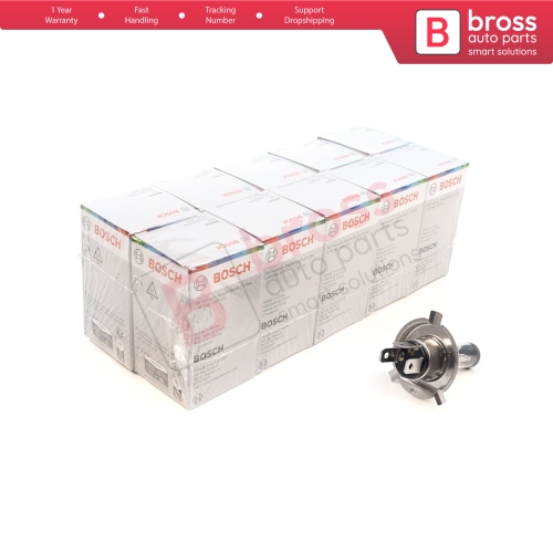10 Pieces BOSCH BASIC 1 987 302 803 12V 60/55W H4 Halogen Bulb for Headlight Low-Beam High-Beam Fog Lamp