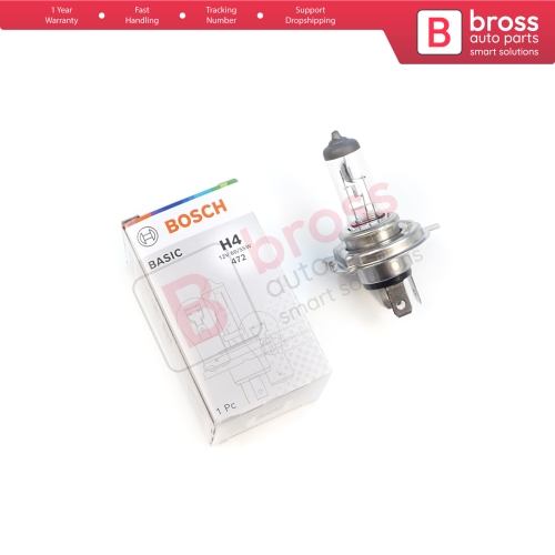 1 Piece BOSCH BASIC 1 987 302 803 12V 60/55W H4 Halogen Bulb for Headlight Low-Beam High-Beam Fog Lamp