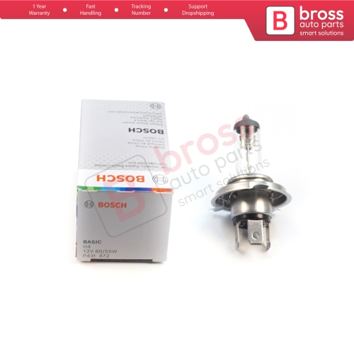 1 Piece BOSCH BASIC 1 987 302 803 12V 60/55W H4 Halogen Bulb for Headlight Low-Beam High-Beam Fog Lamp