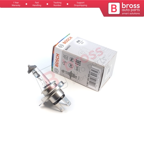 1 Piece BOSCH BASIC 1 987 302 803 12V 60/55W H4 Halogen Bulb for Headlight Low-Beam High-Beam Fog Lamp