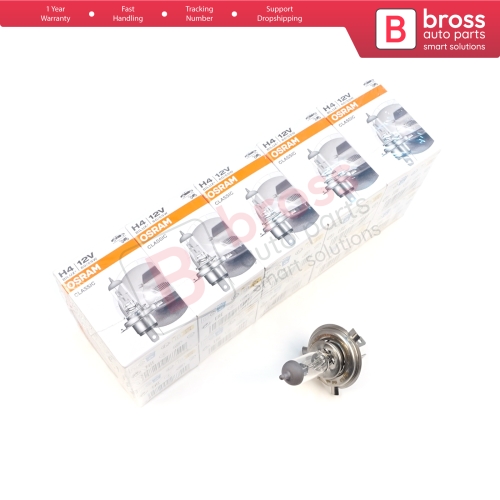 10 Pieces OSRAM CLASSIC 64193CLC 12V 60/55W H4 P43t Halogen Bulb for Headlight Low-Beam High-Beam Fog Lamp