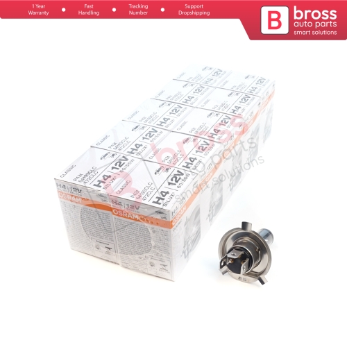 10 Pieces OSRAM CLASSIC 64193CLC 12V 60/55W H4 P43t Halogen Bulb for Headlight Low-Beam High-Beam Fog Lamp
