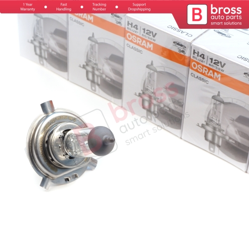 10 Pieces OSRAM CLASSIC 64193CLC 12V 60/55W H4 P43t Halogen Bulb for Headlight Low-Beam High-Beam Fog Lamp